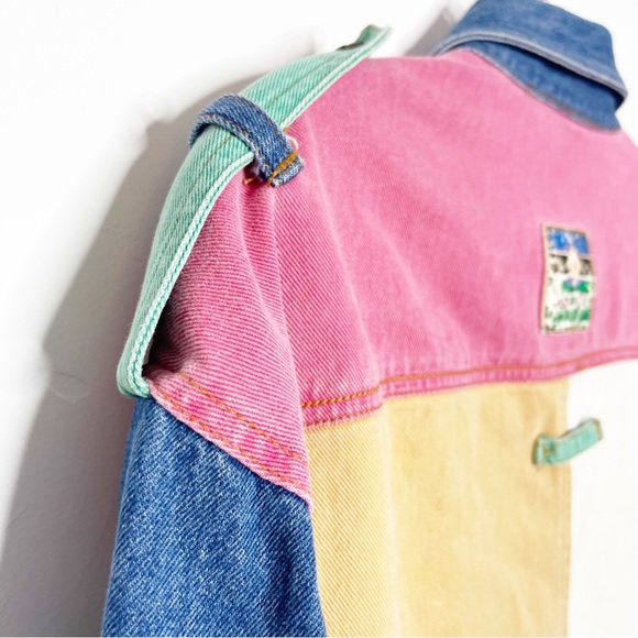 Vintage 80s/90s Colorblock Denim Jacket Size L (Fits Up to Size 14 Unbuttoned) - Picture 13 of 14